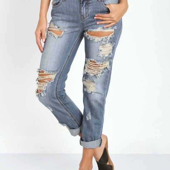 One Teaspoon Denim - One by One Teaspoon Awesome Baggies Distressed Cuffed Jeans Size 27